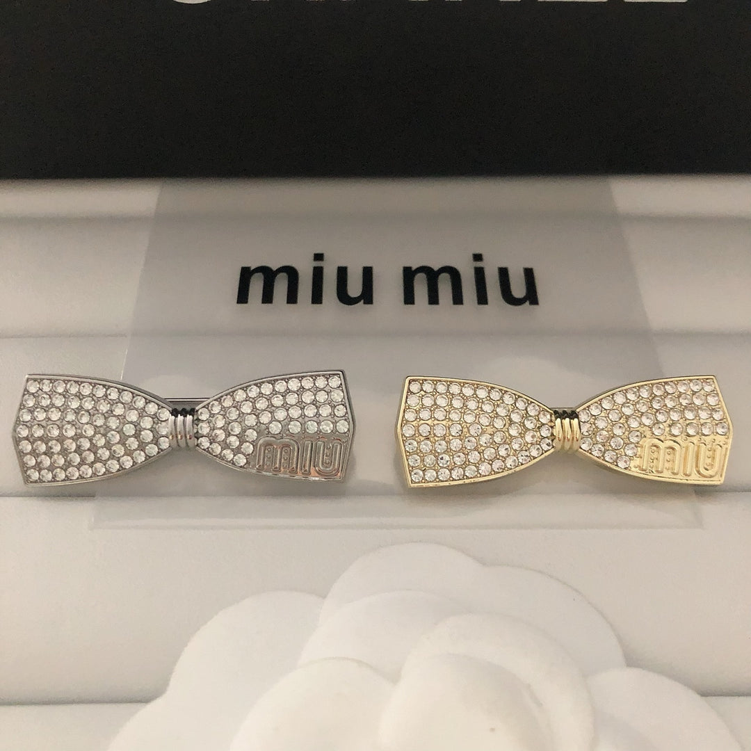 Rhinestone Studded Bow Brooch