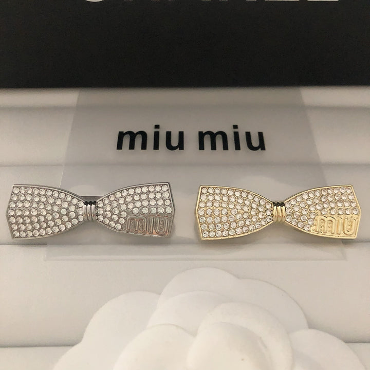 Rhinestone Studded Bow Brooch