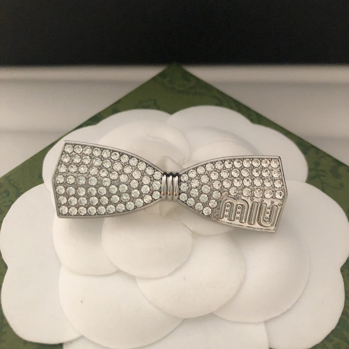 Rhinestone Studded Bow Brooch