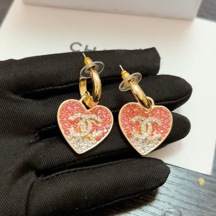 Gradient Pink Rhinestone Earrings