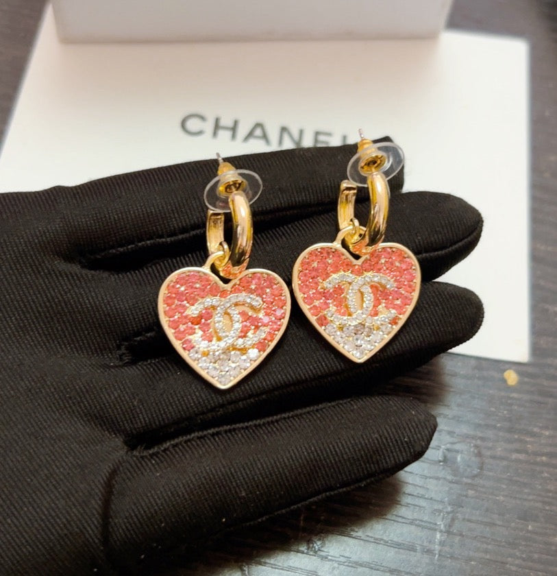 Gradient Pink Rhinestone Earrings