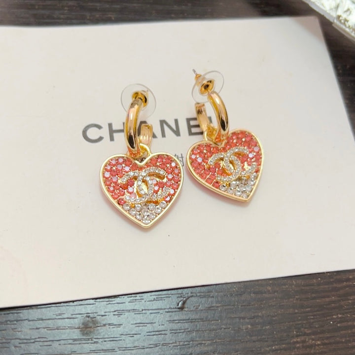 Gradient Pink Rhinestone Earrings