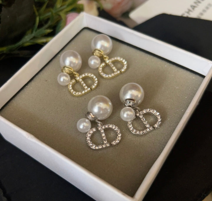 Exclusive monogrammed pearl earrings