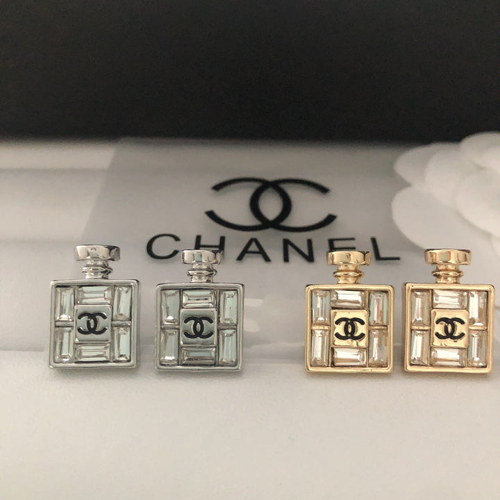 Perfume Bottle Shaped Zirconia Earrings