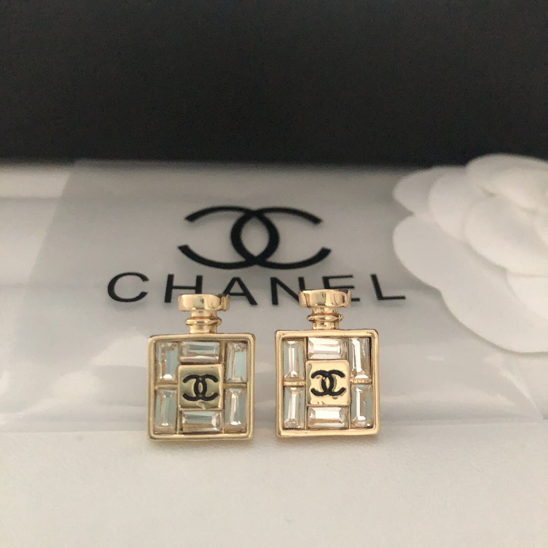 Perfume Bottle Shaped Zirconia Earrings