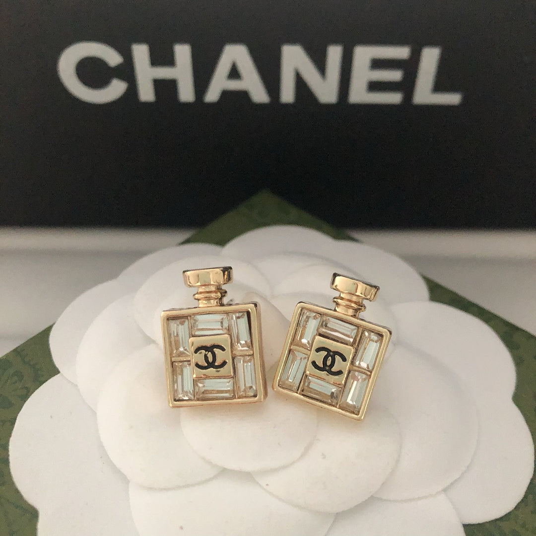 Perfume Bottle Shaped Zirconia Earrings
