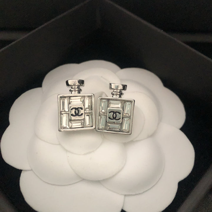 Perfume Bottle Shaped Zirconia Earrings
