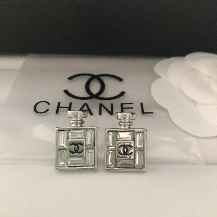 Perfume Bottle Shaped Zirconia Earrings