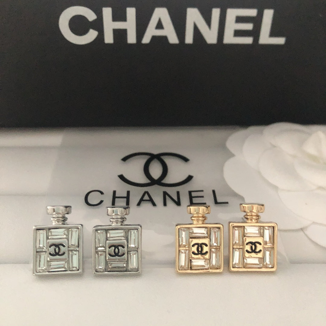 Perfume Bottle Shaped Zirconia Earrings
