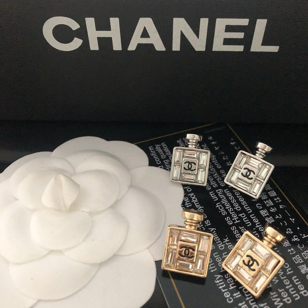 Perfume Bottle Shaped Zirconia Earrings