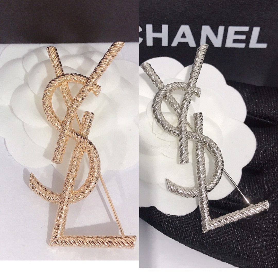 Gold Plated Stamped Brooch