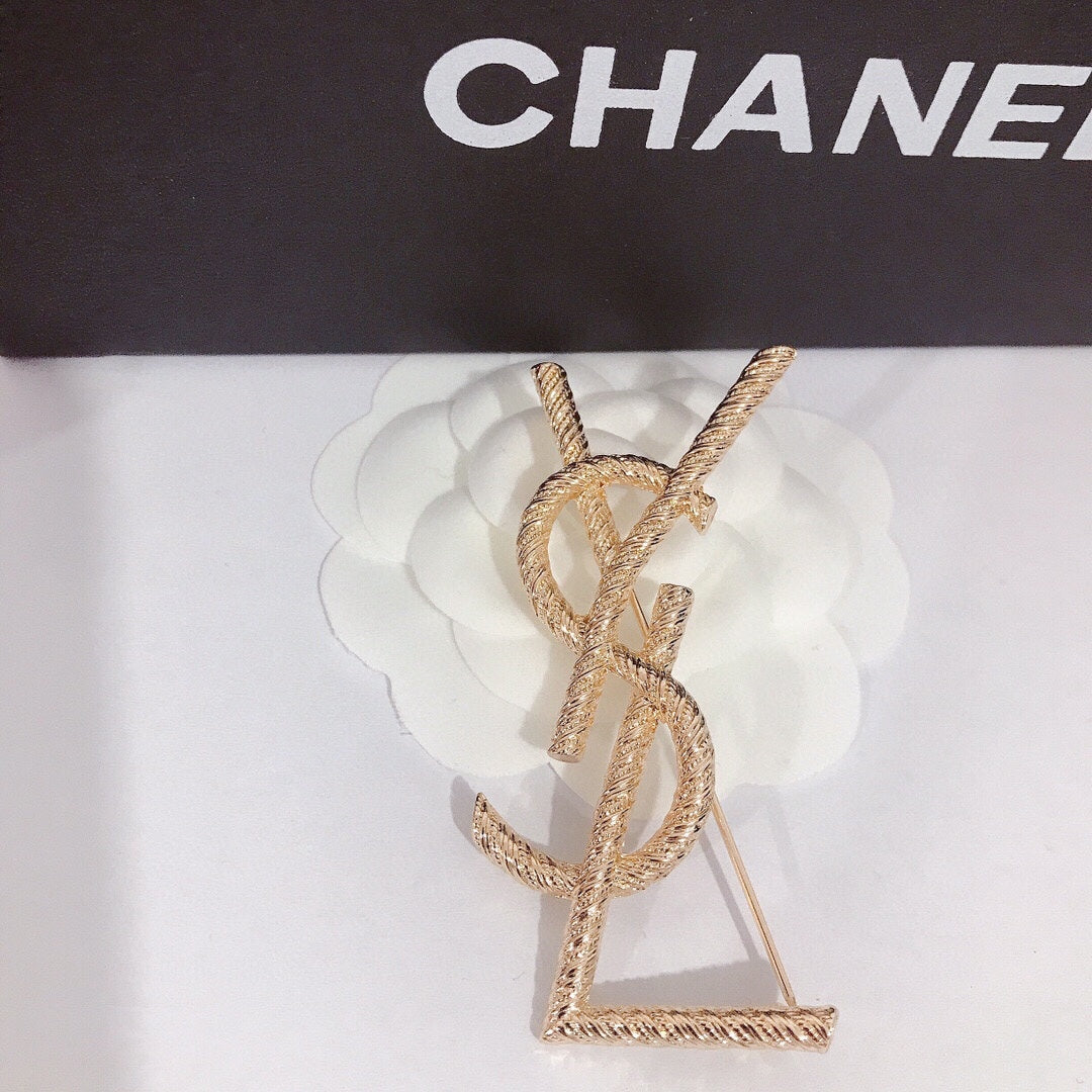 Gold Plated Stamped Brooch