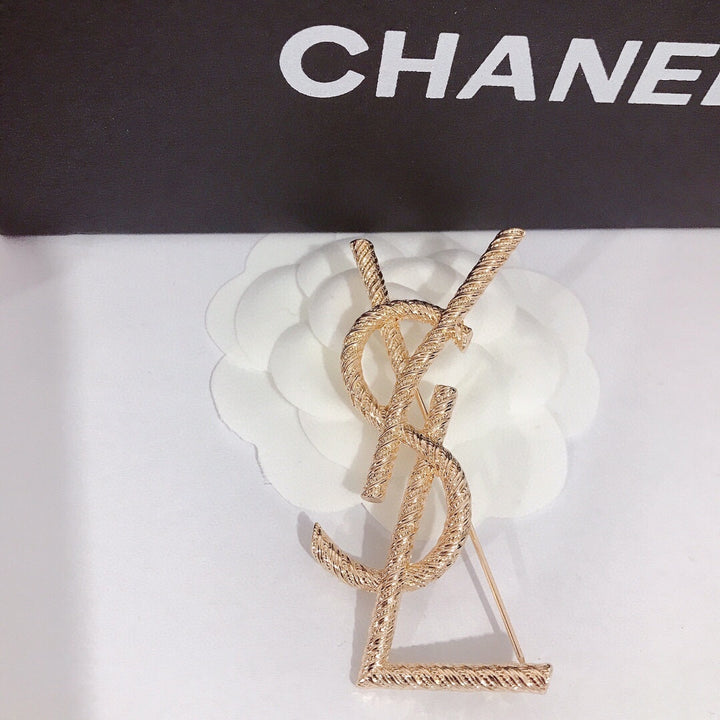 Gold Plated Stamped Brooch