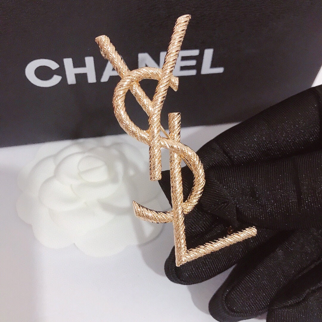 Gold Plated Stamped Brooch