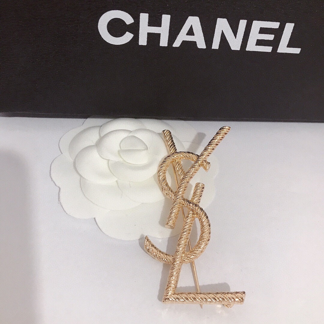 Gold Plated Stamped Brooch