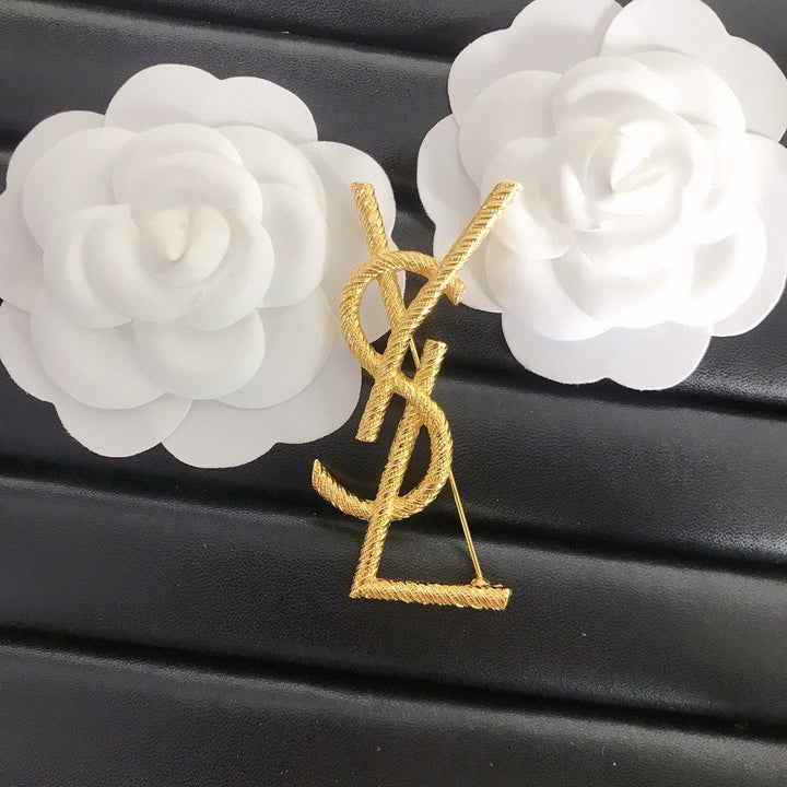 Gold Plated Stamped Brooch