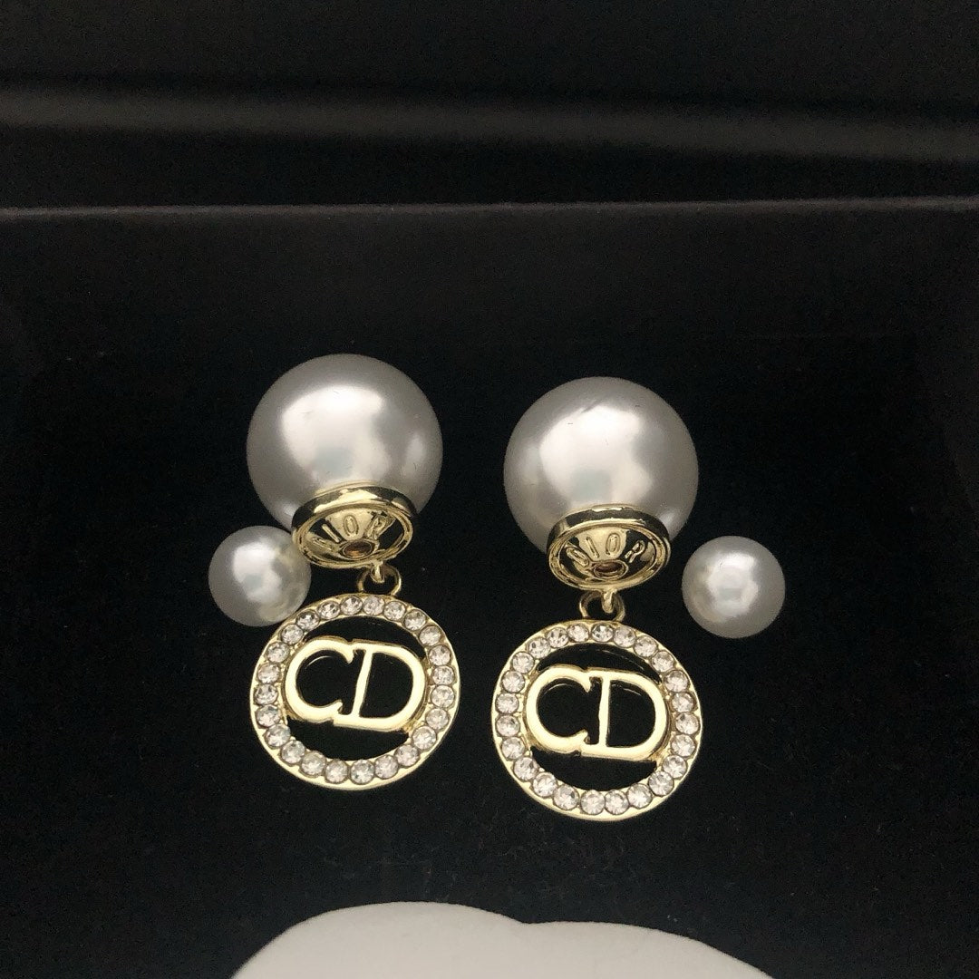 Pearl and rhinestone earrings