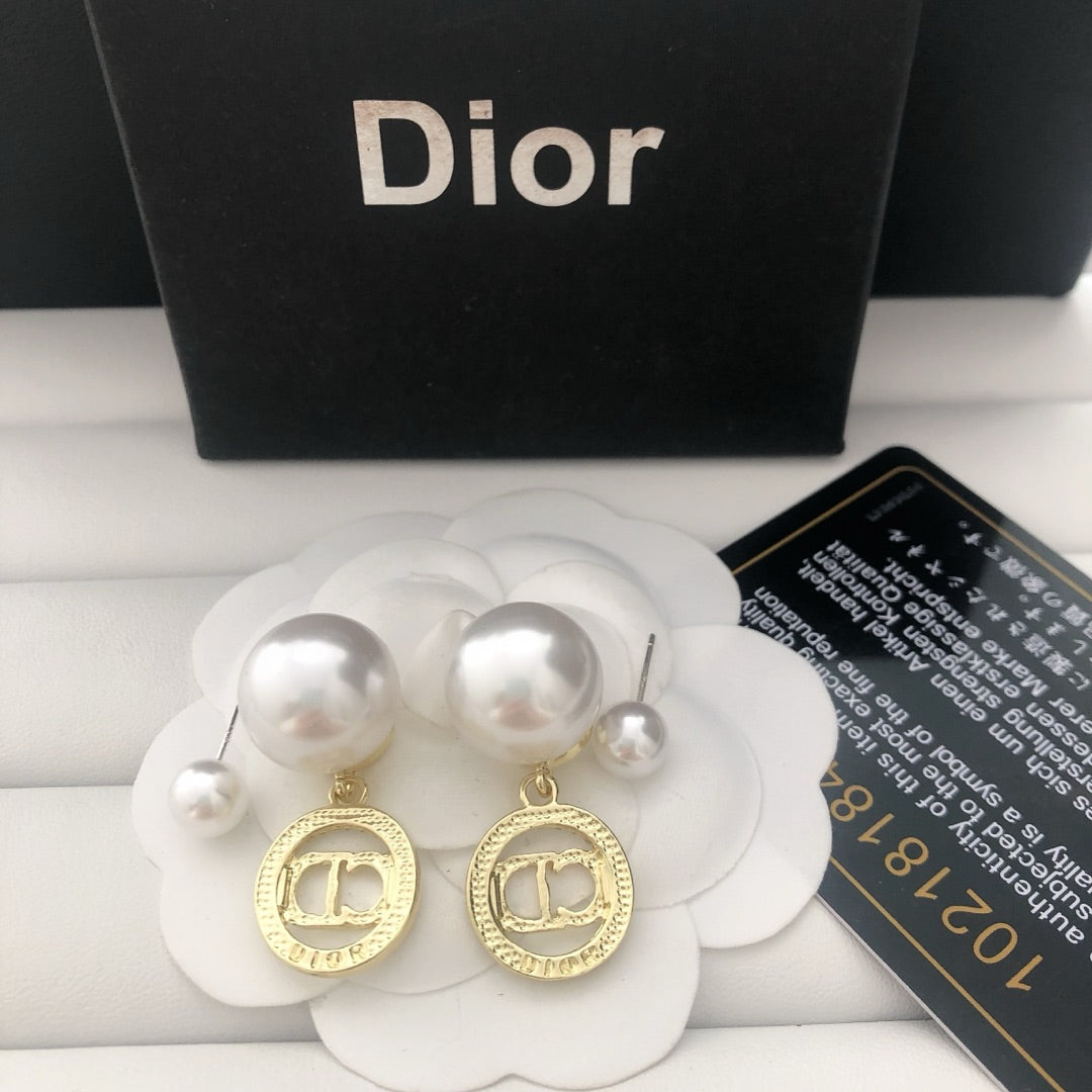 Pearl and rhinestone earrings