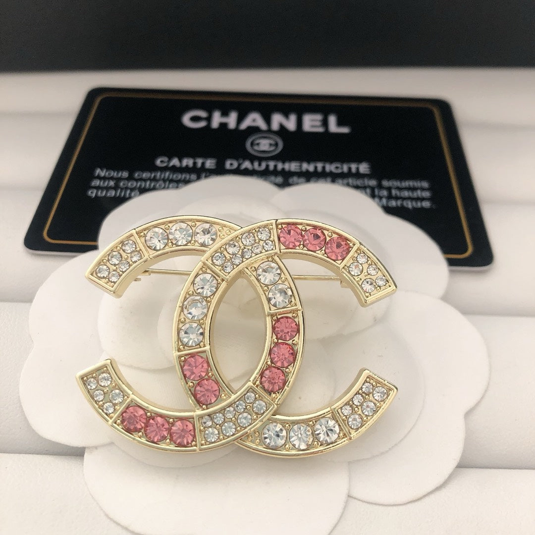 Pink Rhinestone Brooch
