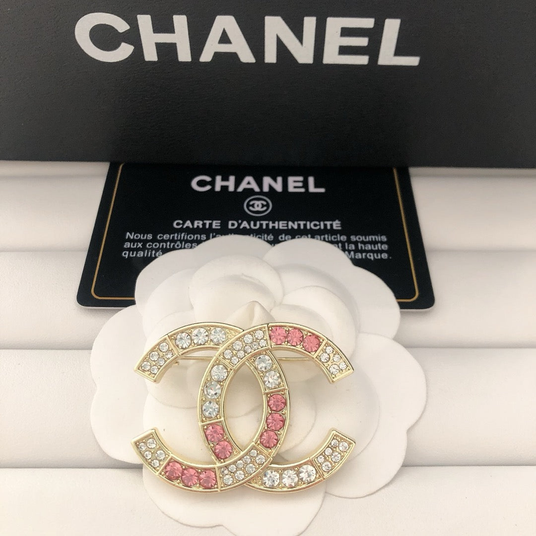 Pink Rhinestone Brooch