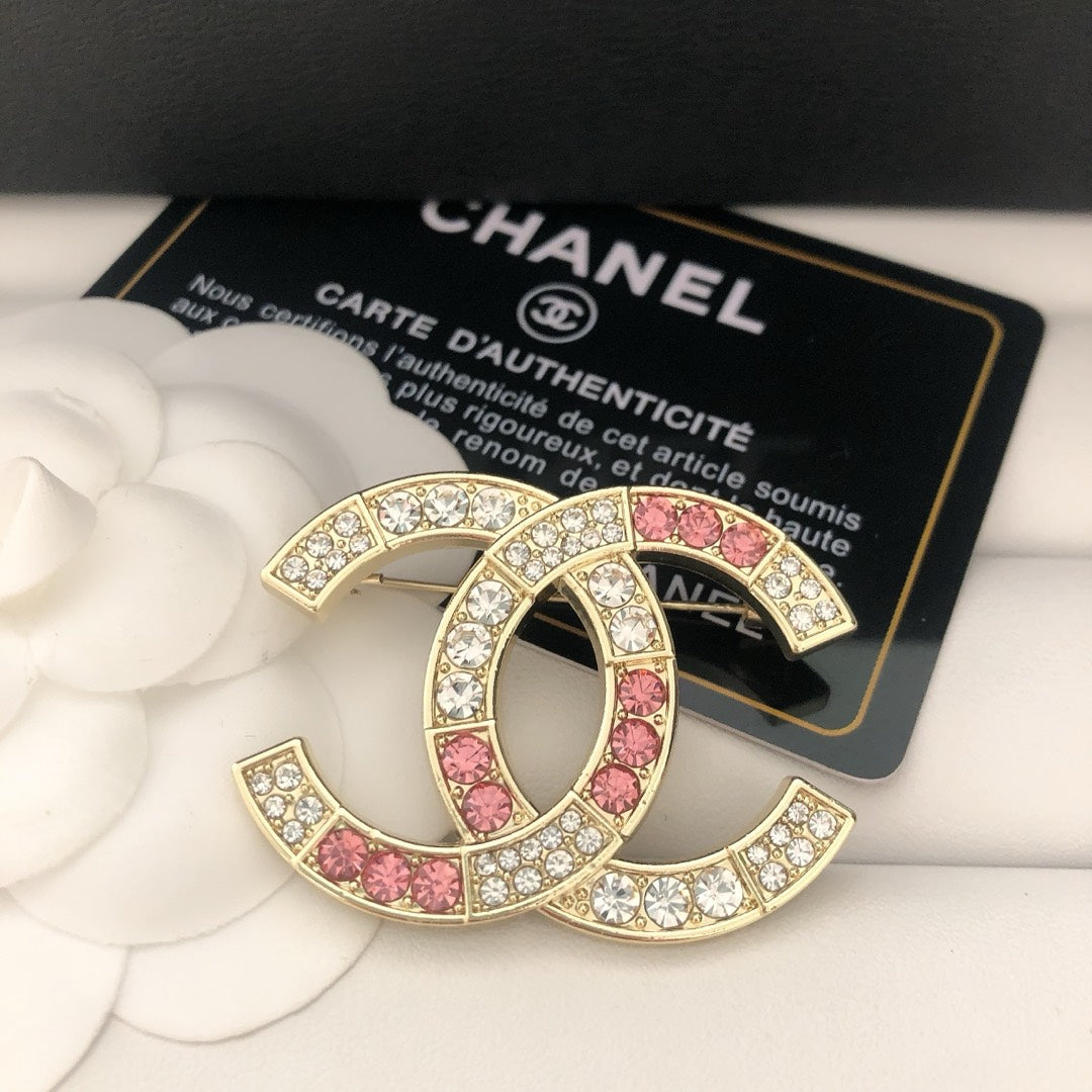 Pink Rhinestone Brooch