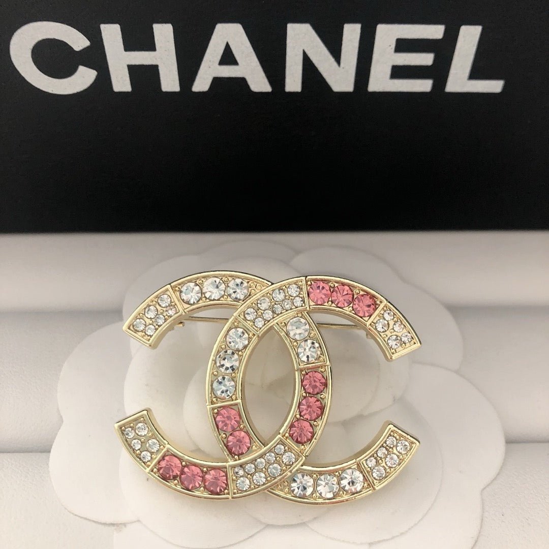 Pink Rhinestone Brooch