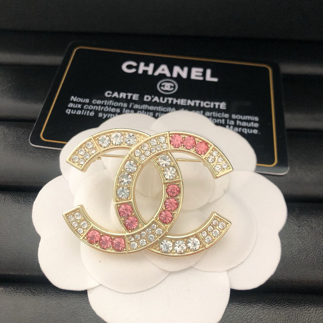 Pink Rhinestone Brooch