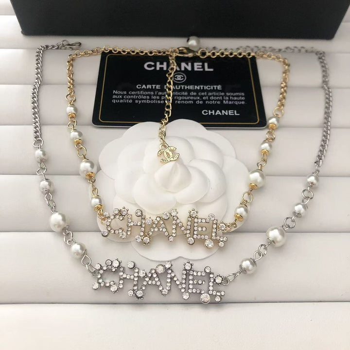 Pearl & Rhinestone Link Necklace