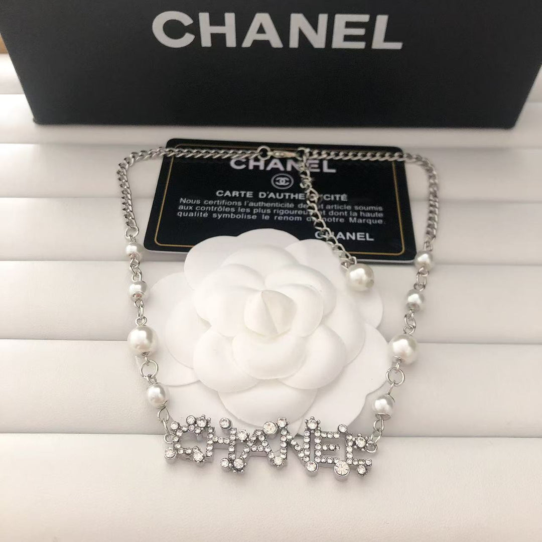 Pearl & Rhinestone Link Necklace