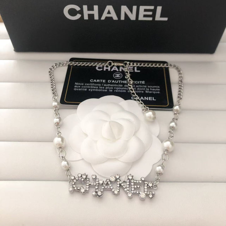 Pearl & Rhinestone Link Necklace