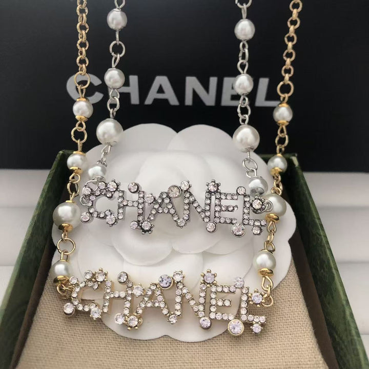 Pearl & Rhinestone Link Necklace