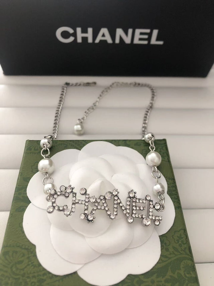 Pearl & Rhinestone Link Necklace