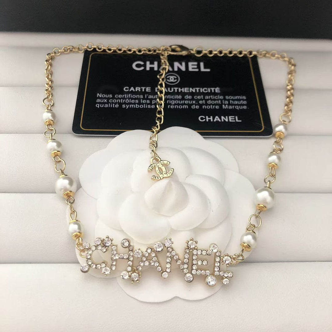 Pearl & Rhinestone Link Necklace
