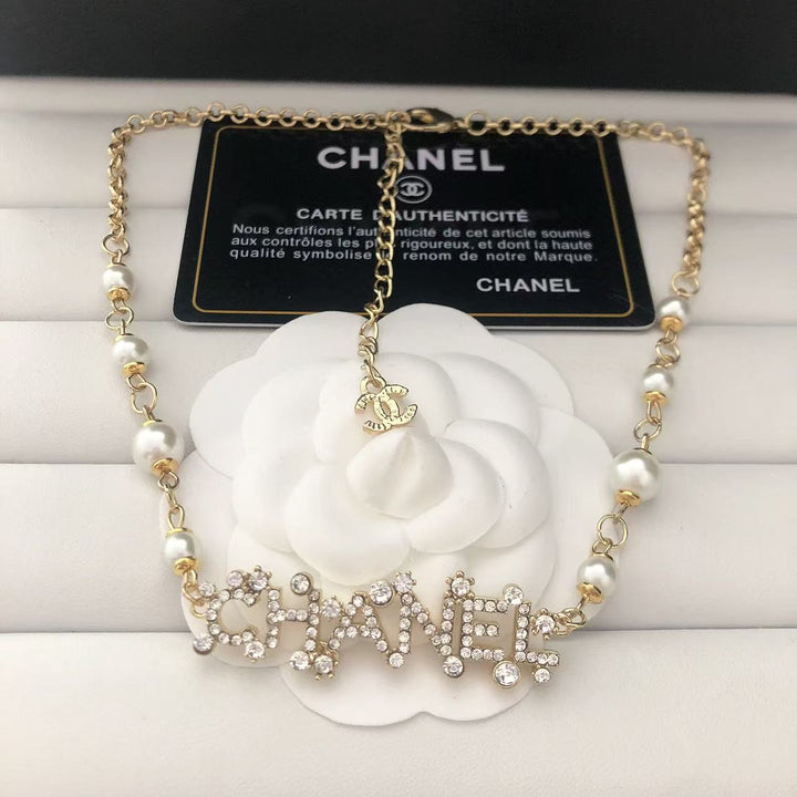 Pearl & Rhinestone Link Necklace