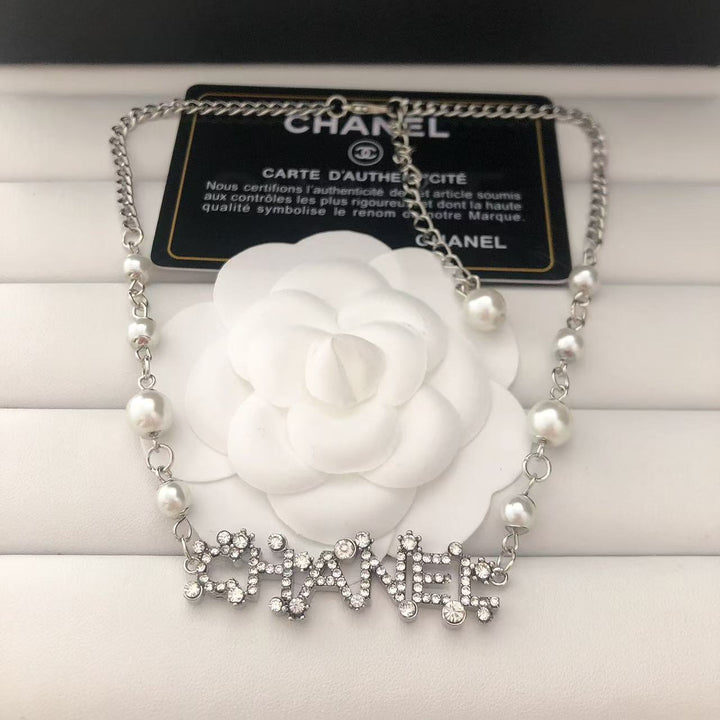 Pearl & Rhinestone Link Necklace