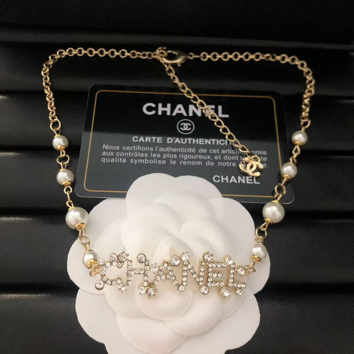 Pearl & Rhinestone Link Necklace