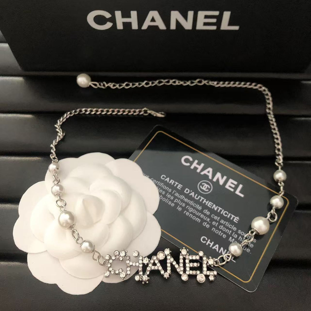 Pearl & Rhinestone Link Necklace