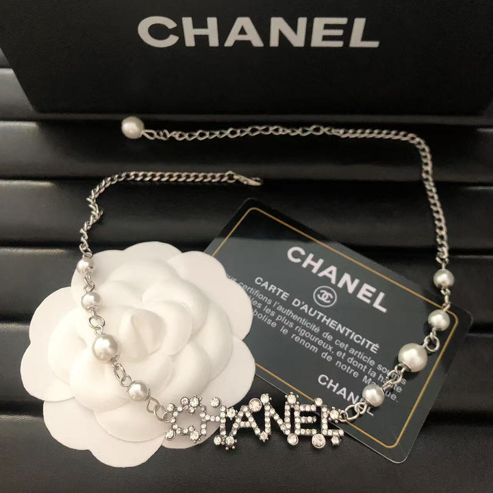 Pearl & Rhinestone Link Necklace