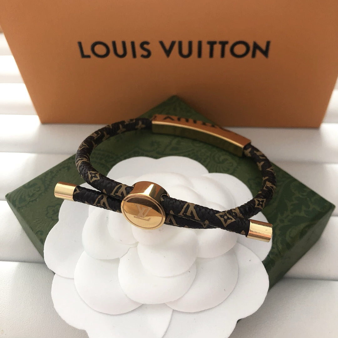 Monogram Leather Wrap Bracelet