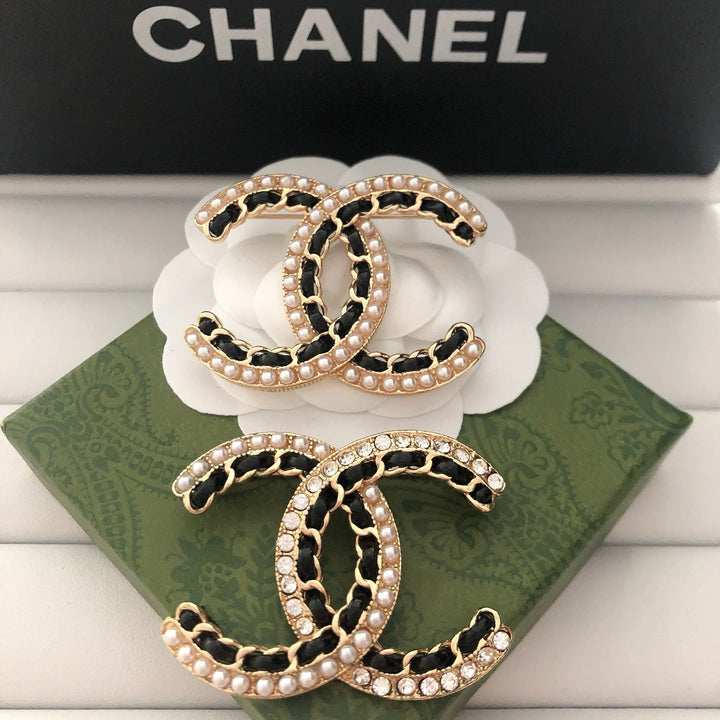 Pearl - Adorned Double C Brooch