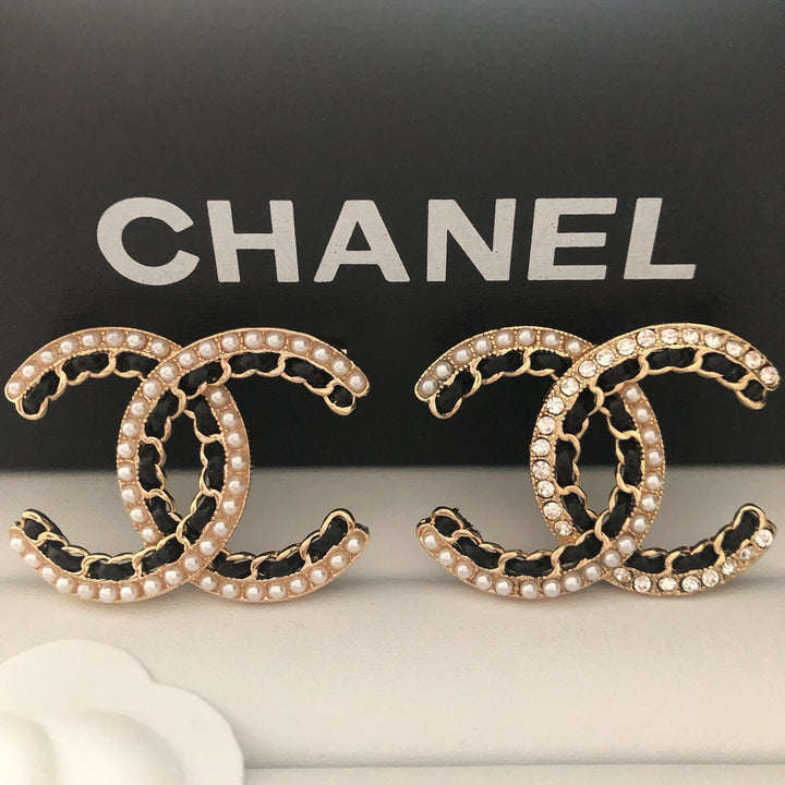 Pearl - Adorned Double C Brooch