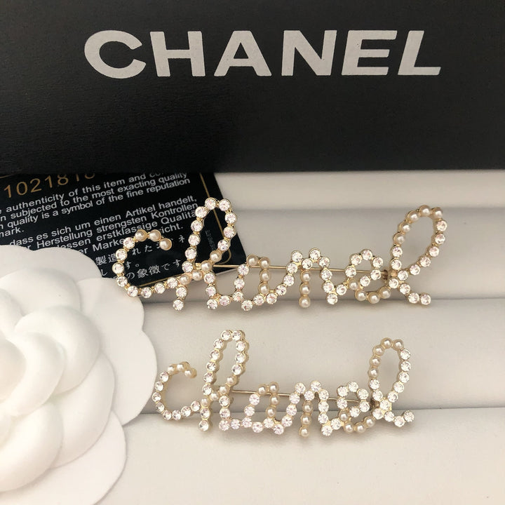 Elegant Pearl - Crystal Logo Brooch