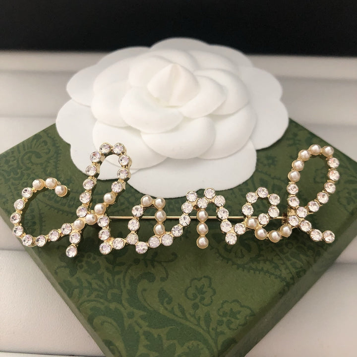 Elegant Pearl - Crystal Logo Brooch