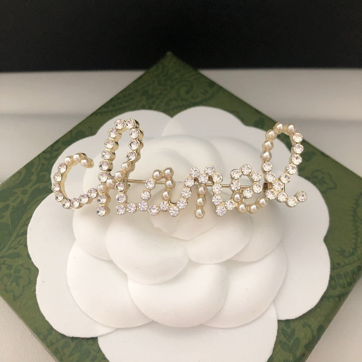 Elegant Pearl - Crystal Logo Brooch