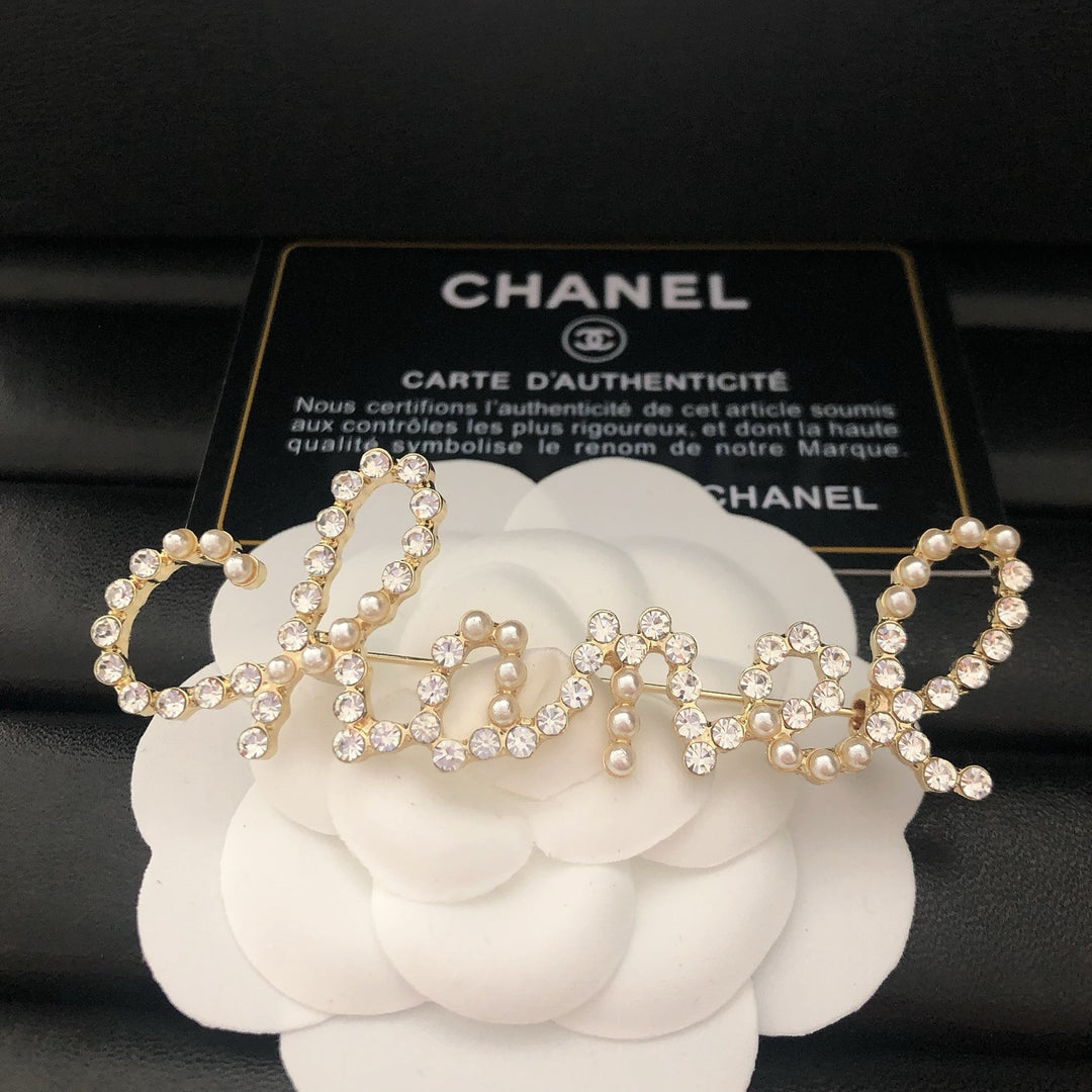 Elegant Pearl - Crystal Logo Brooch