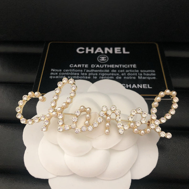 Elegant Pearl - Crystal Logo Brooch
