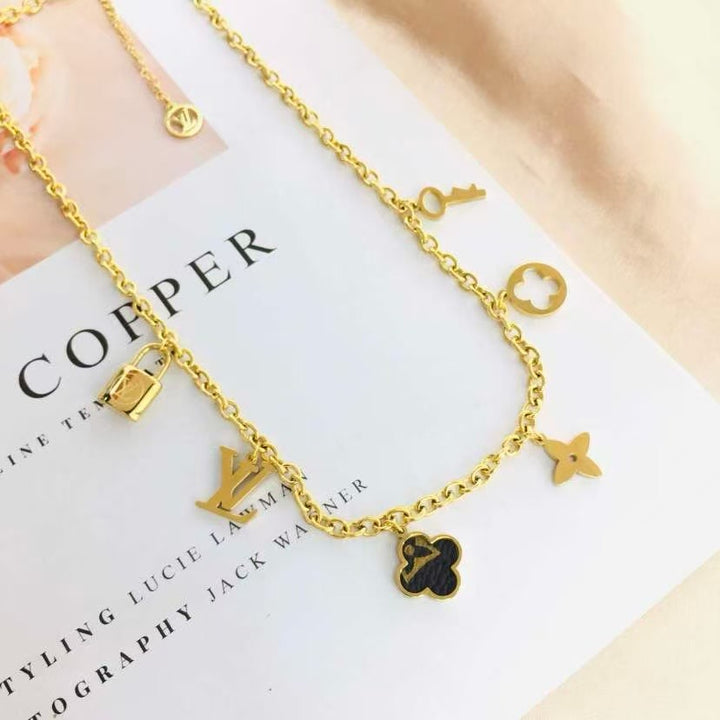 Key Lock Charm Necklace