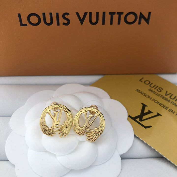 Winged Monogram Stud Earrings