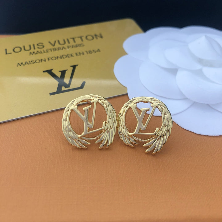 Winged Monogram Stud Earrings