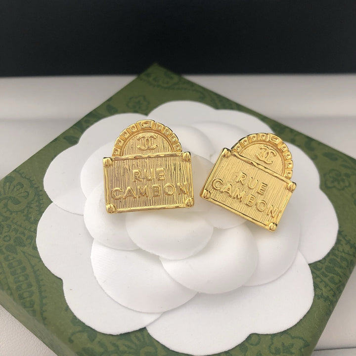 Arch - Topped Signet Earrings